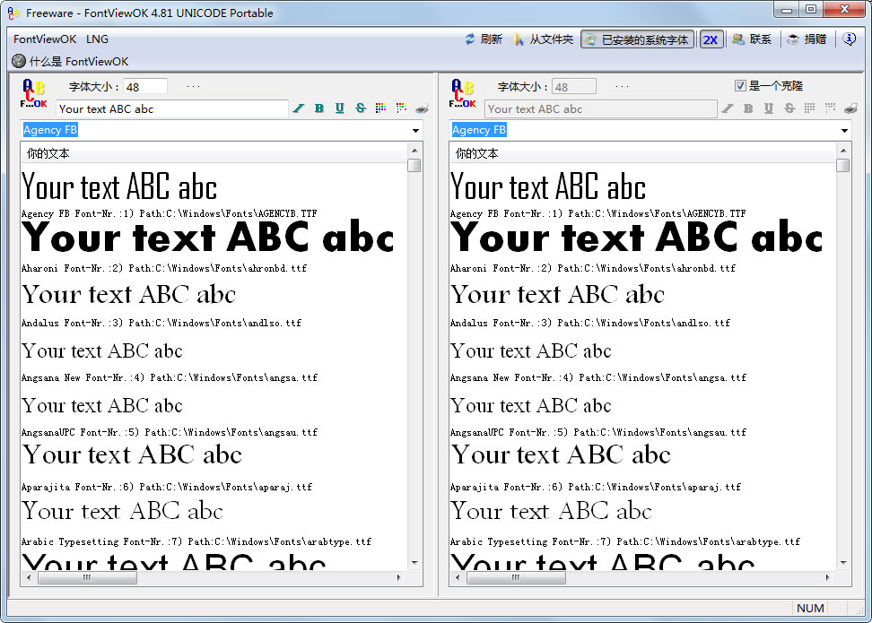 FontViewOK(字体浏览软件) V4.81 多国语言绿色版