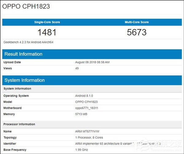 OPPO F9手机在Geekbench跑分网站“亮相”