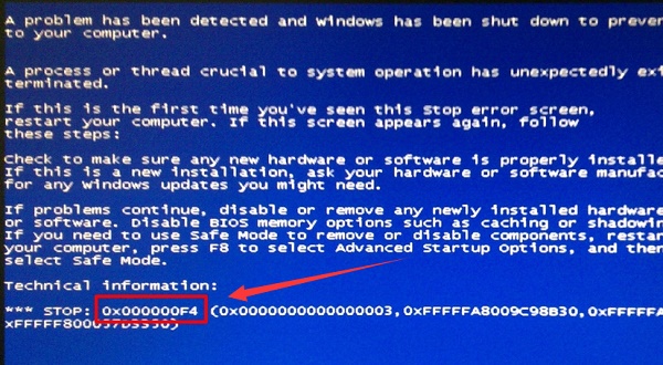 0xc00000f4蓝屏代码是什么意思？