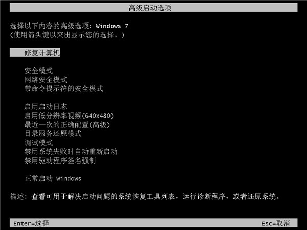 Win7开不了机按f8没用