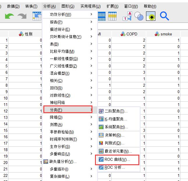 SPSS中怎么使用多指标的ROC曲线分析？