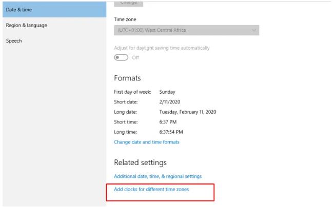 Win10电脑中添加多个时钟和时区