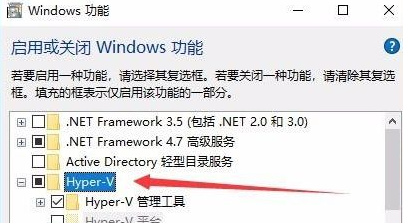 Win10没有hyperv选项只有虚拟机平台