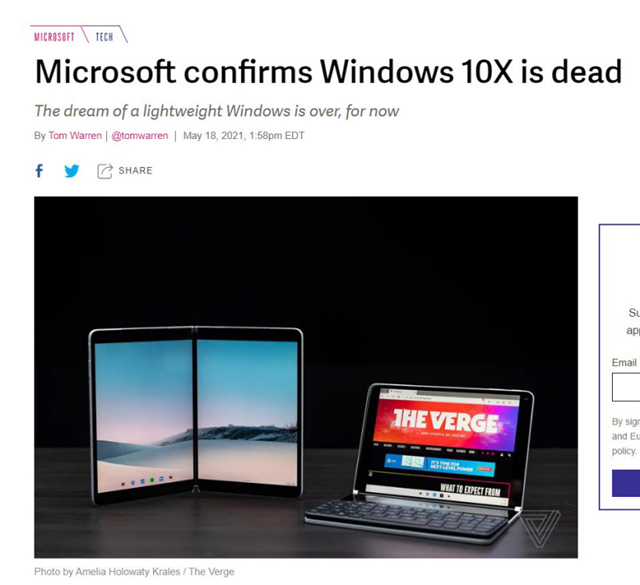 微软宣布Windows10x已死
