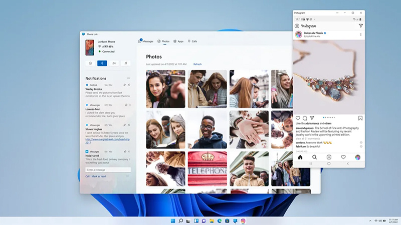 Win11重新设计的“Phone Link”