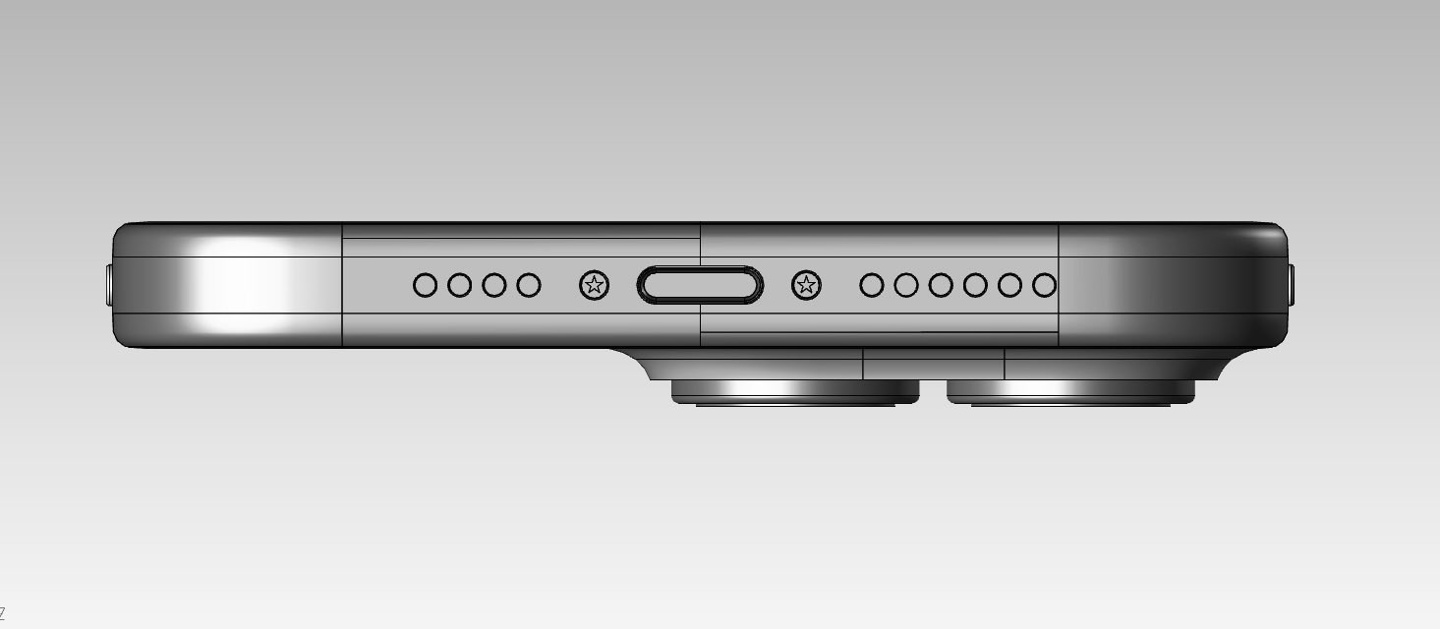 苹果 iPhone 15 Pro 手机 CAD 渲染图曝