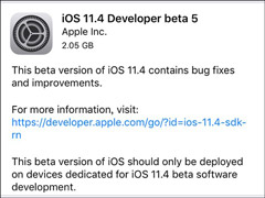 苹果开始推送iOS 11.4 beta 5开发者预览版固件更新